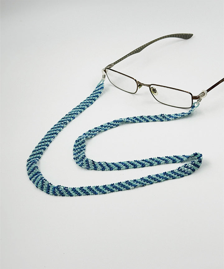 Blue pastel blue beaded work handmade glass beads spectacle chain