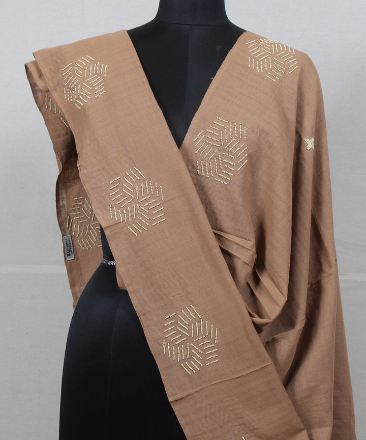 Brown handloom cotton baragaon dupatta