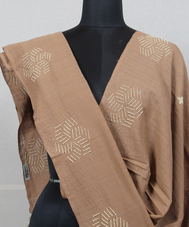 Brown handloom cotton baragaon dupatta
