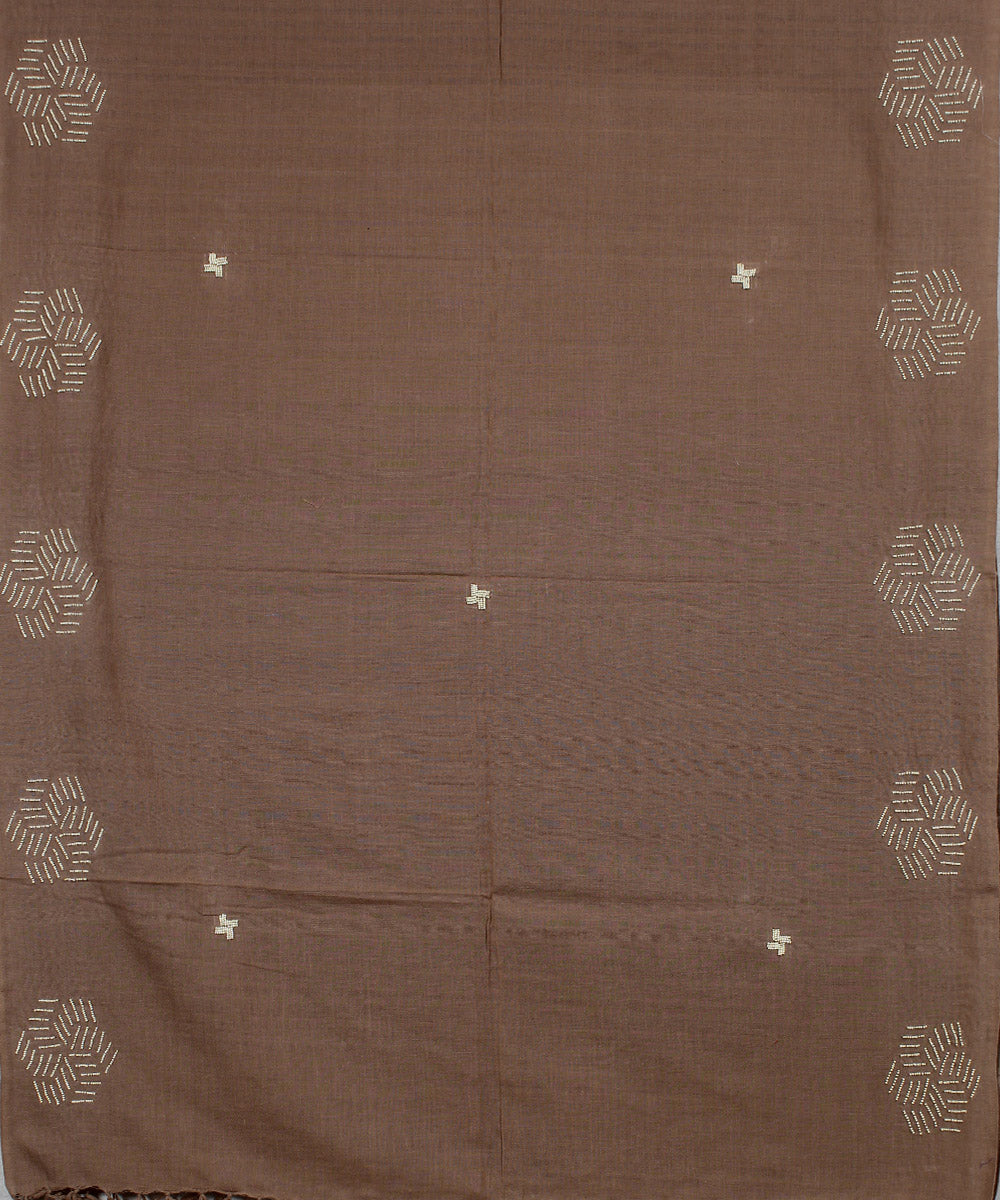 Brown handloom cotton baragaon dupatta