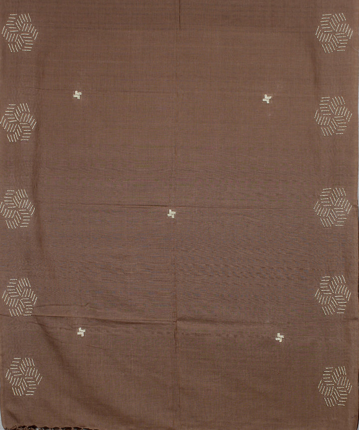 Brown handloom cotton baragaon dupatta