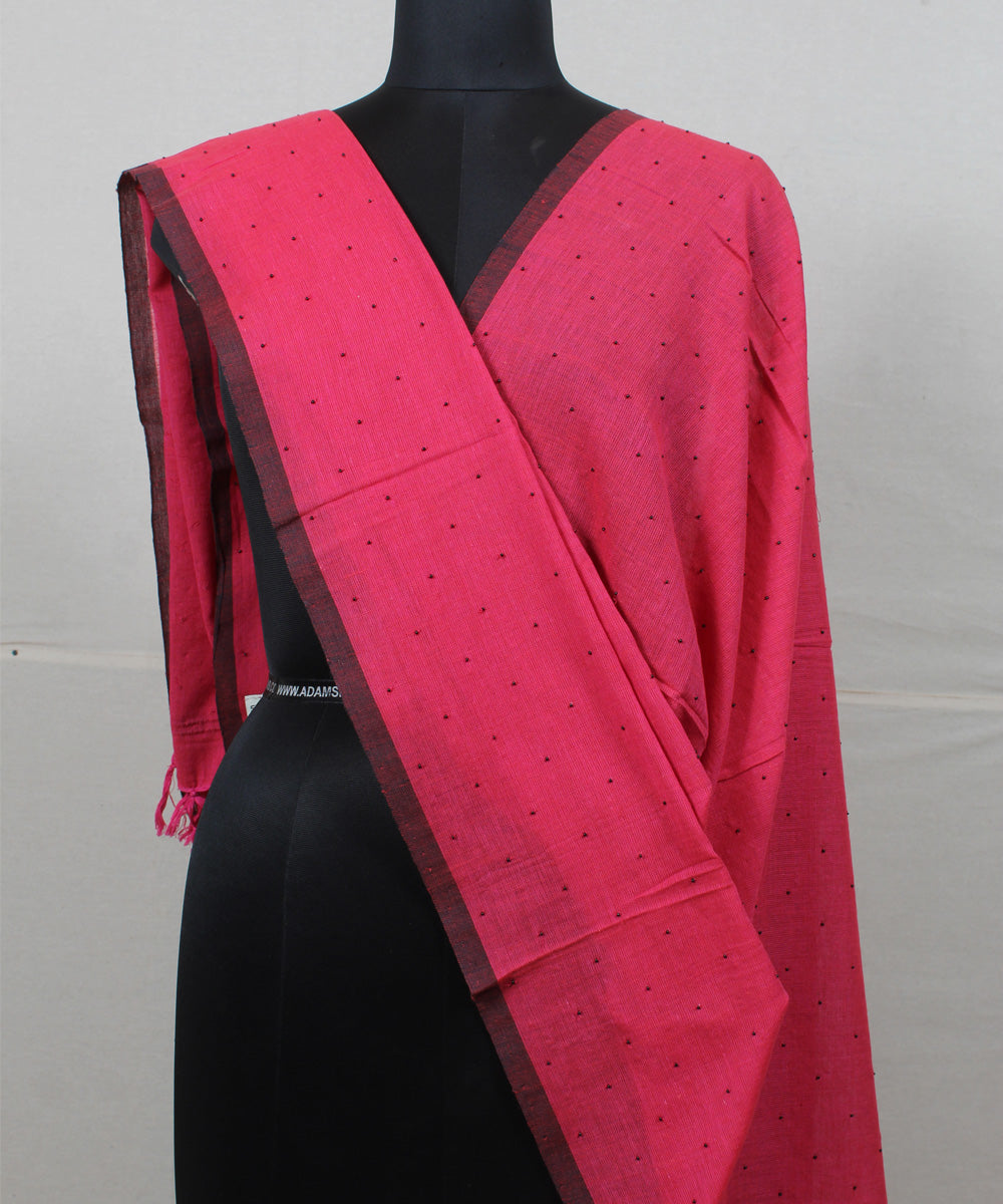 Pink handwoven cotton baragaon dupatta