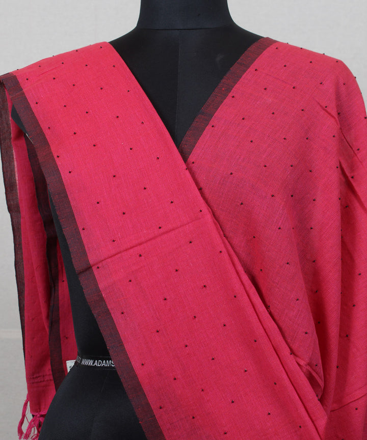 Pink handwoven cotton baragaon dupatta