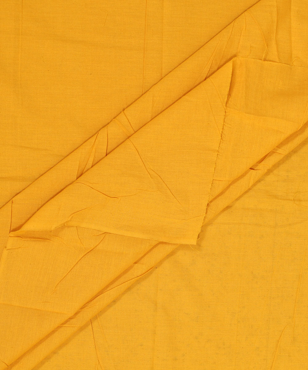 Yellow plain cotton handwoven fabric