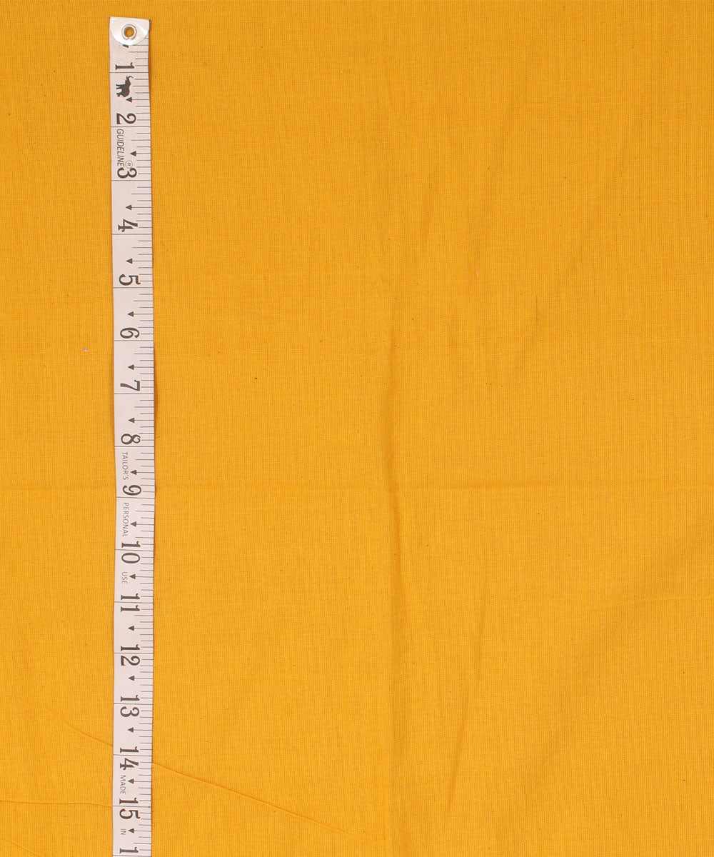 Yellow plain cotton handwoven fabric
