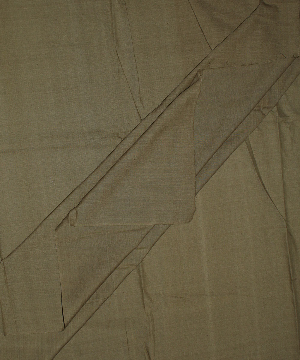 Olive green plain handwoven cotton fabric