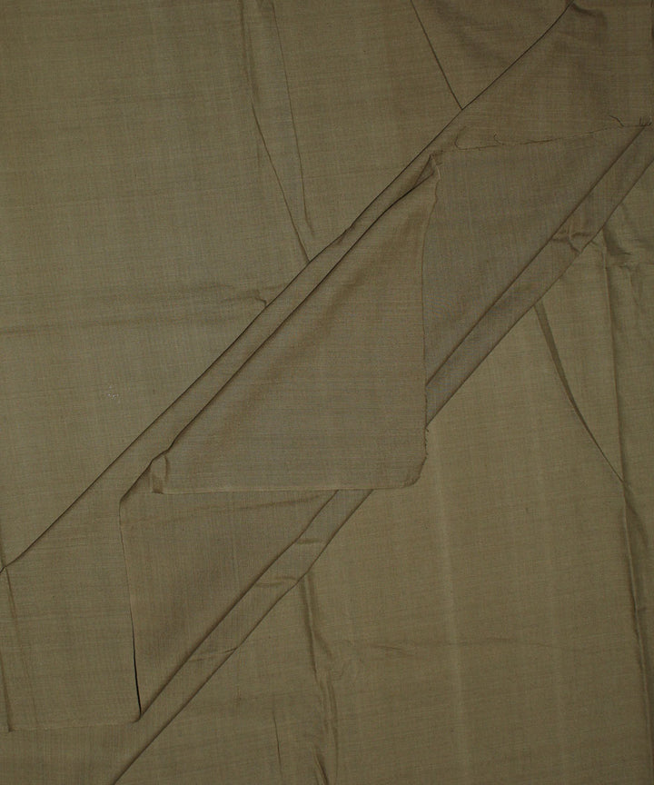 Olive green plain handwoven cotton fabric