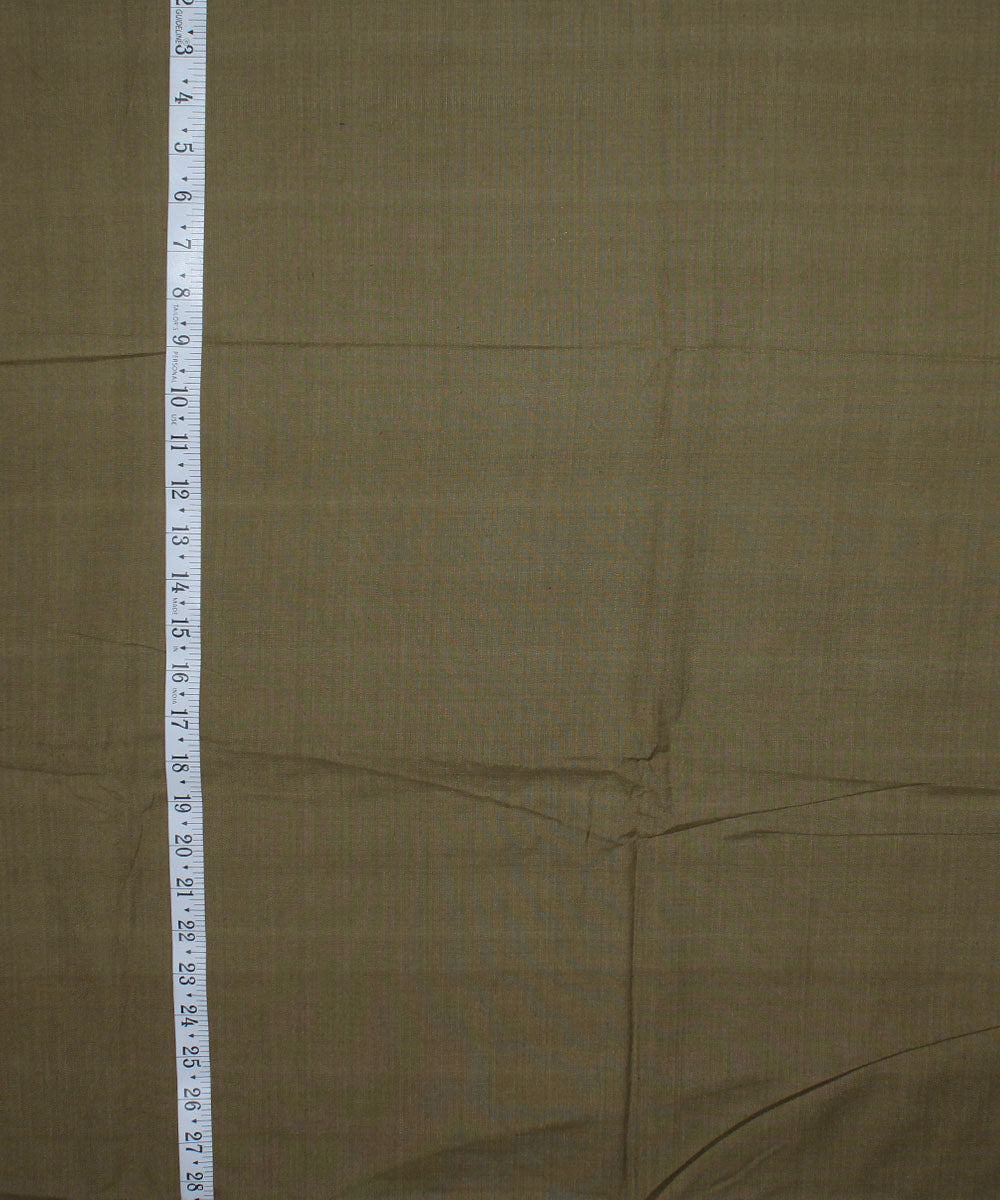 Olive green plain handwoven cotton fabric