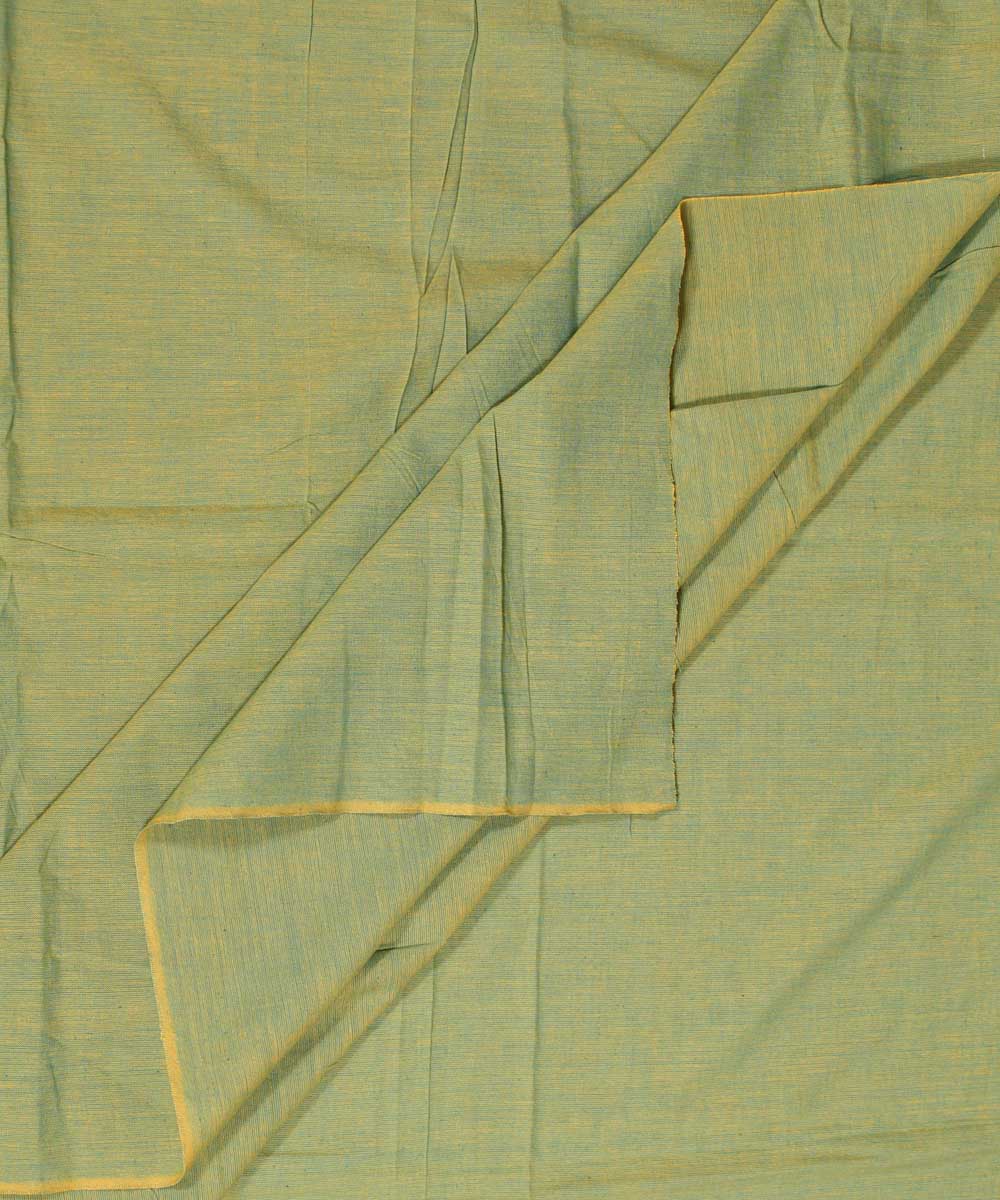 Light green yellow double shaded handwoven cotton fabric