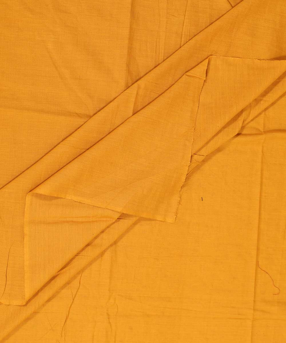 Ochre brown plain handwoven cotton fabric