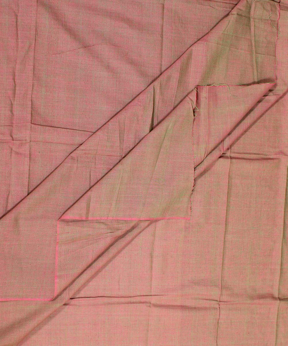 Pink light green double shaded handwoven cotton fabric