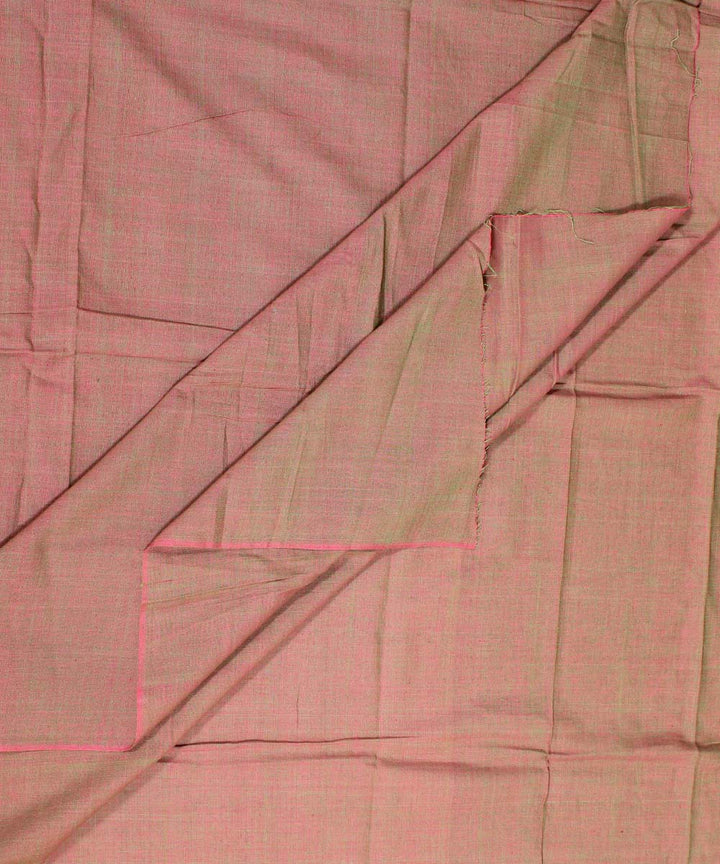 Pink light green double shaded handwoven cotton fabric