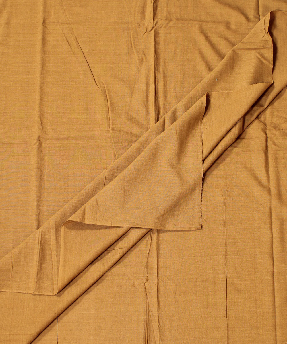 Dark tan plain handwoven cotton fabric