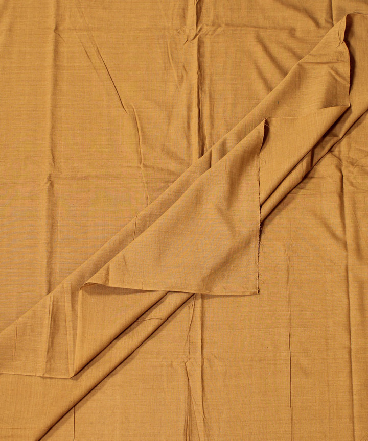 Dark tan plain handwoven cotton fabric