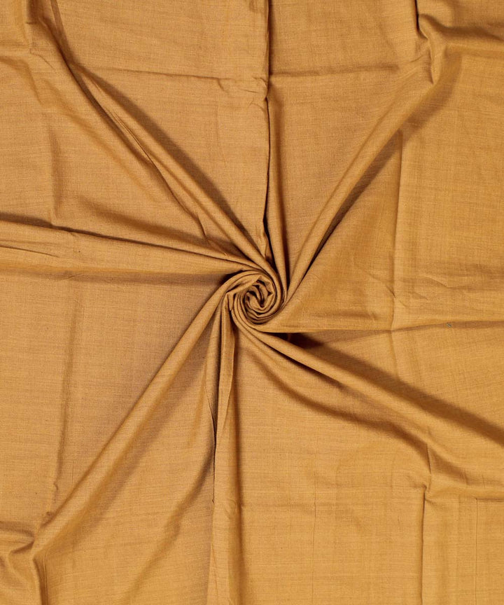 Dark tan plain handwoven cotton fabric
