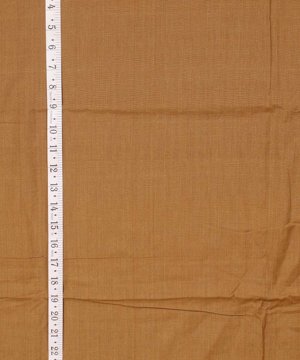Dark tan plain handwoven cotton fabric