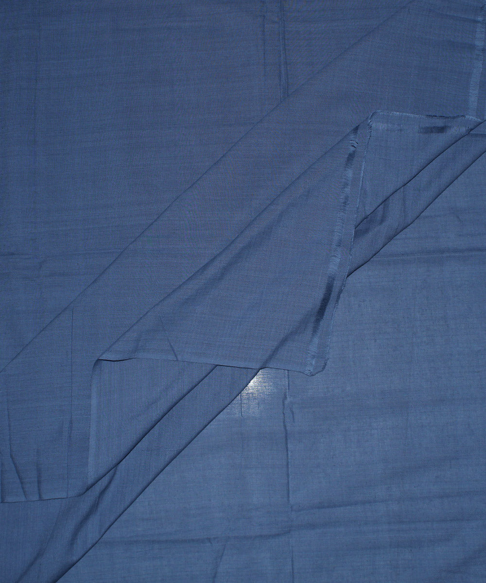 Steel blue plain handwoven cotton fabric