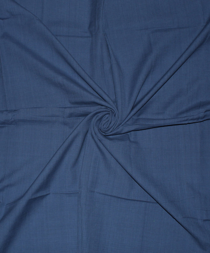 Steel blue plain handwoven cotton fabric