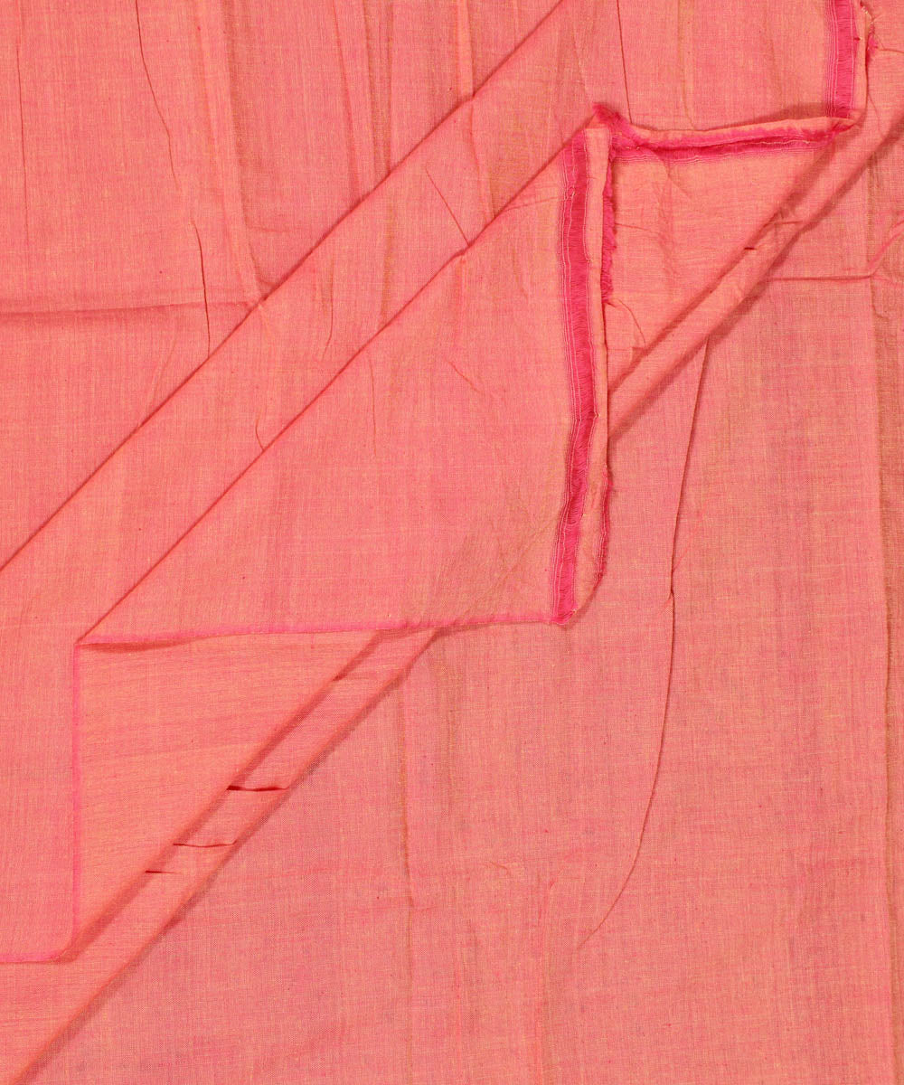 Yellow pink double shaded handwoven cotton fabric