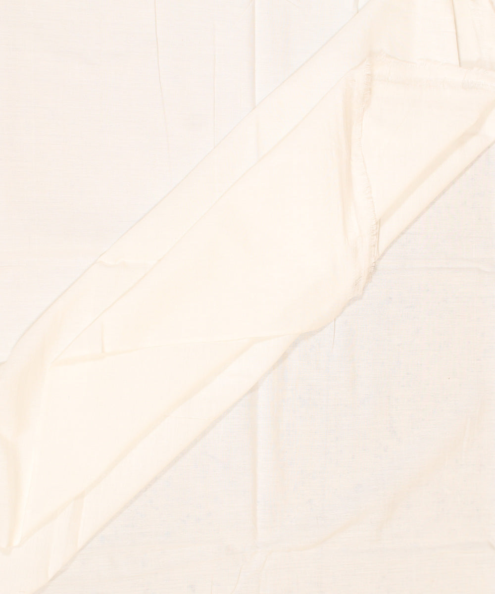 Offwhite plain cotton handwoven fabric