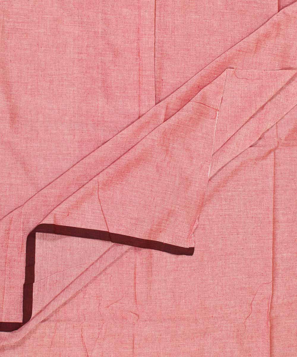 White maroon double shaded handwoven cotton fabric