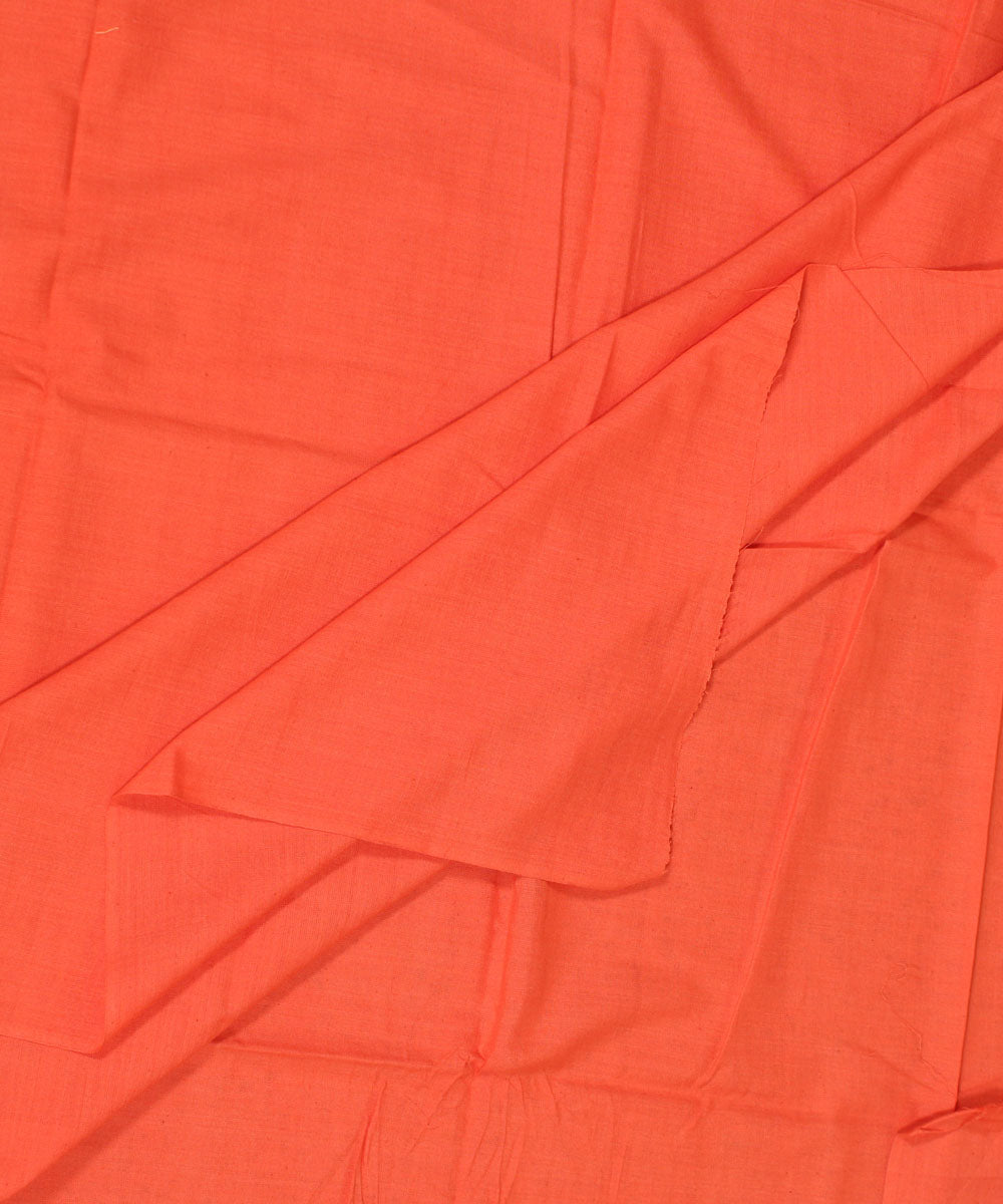 Sunset orange plain handwoven cotton fabric
