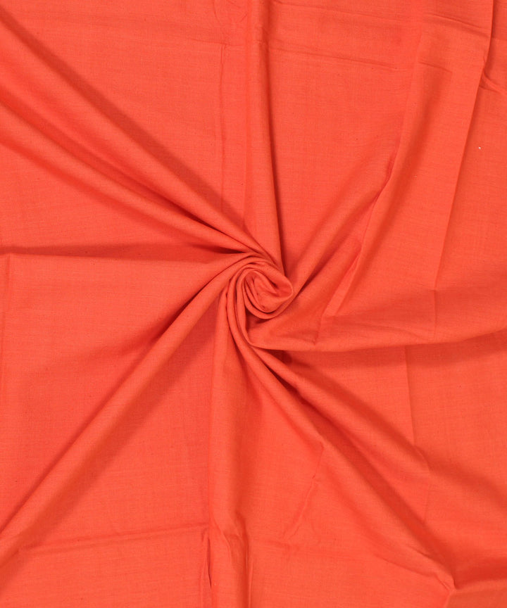 Sunset orange plain handwoven cotton fabric