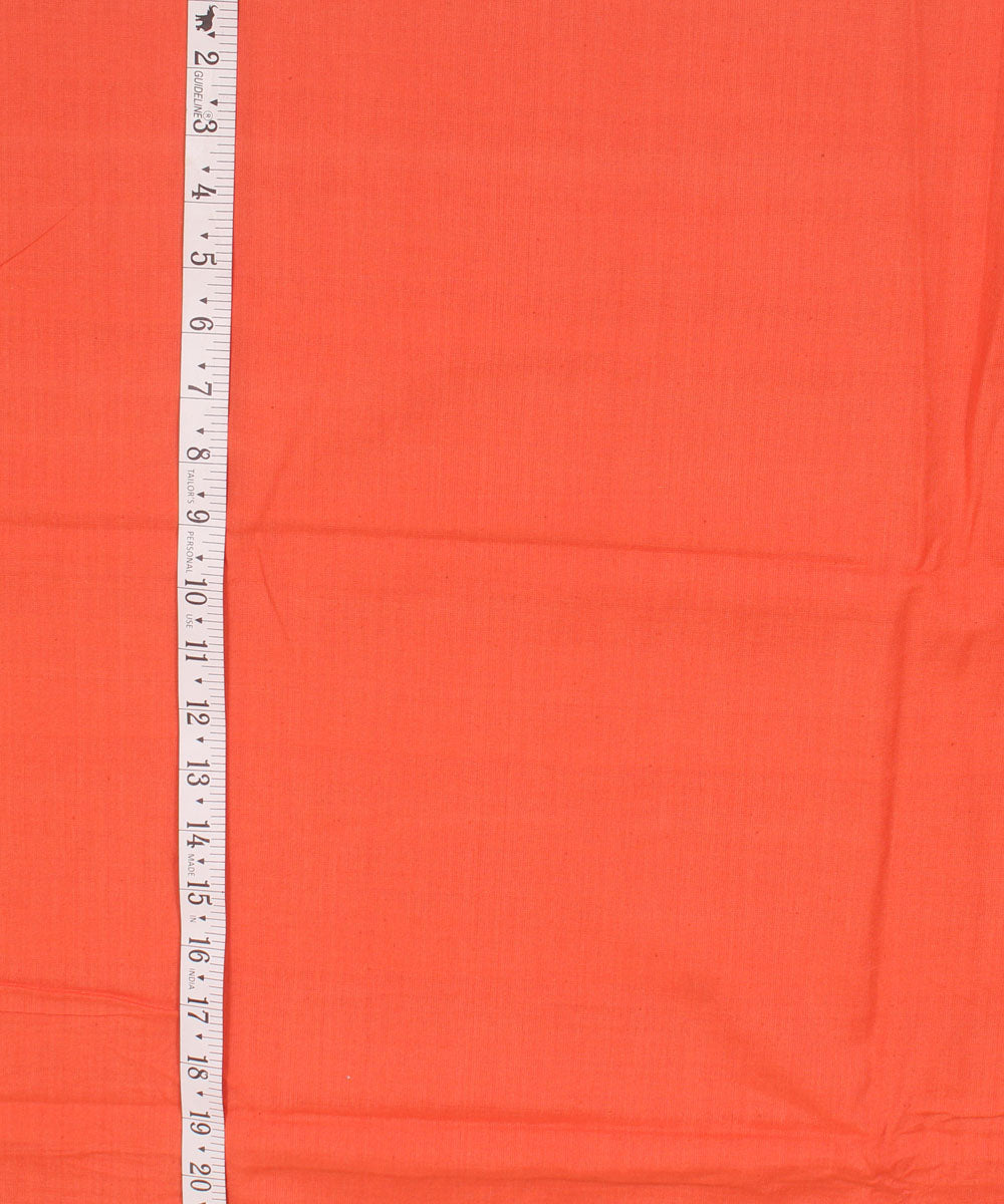 Sunset orange plain handwoven cotton fabric