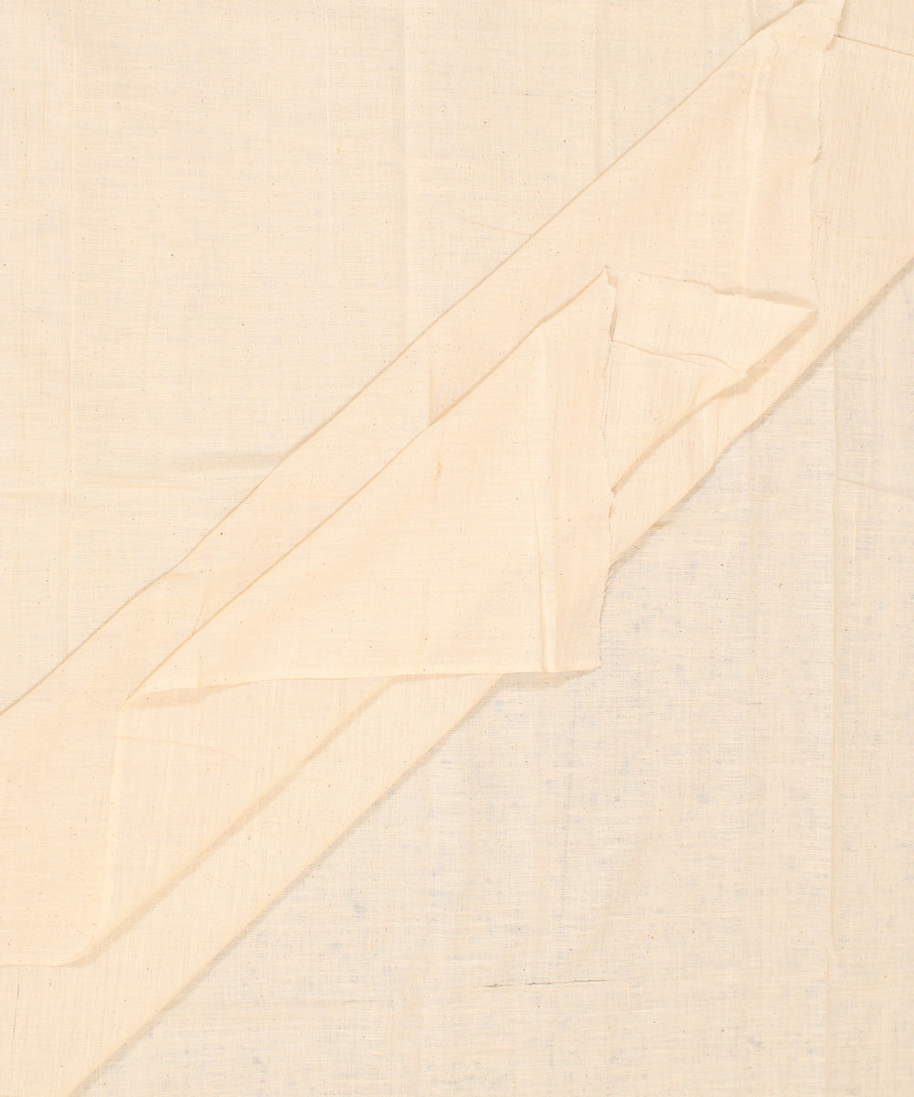 Offwhite plain handwoven cotton fabric