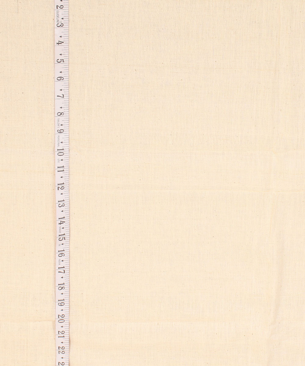 Offwhite plain handwoven cotton fabric