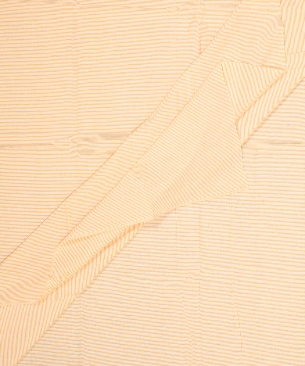 Yellow cream striped handwoven cotton fabric