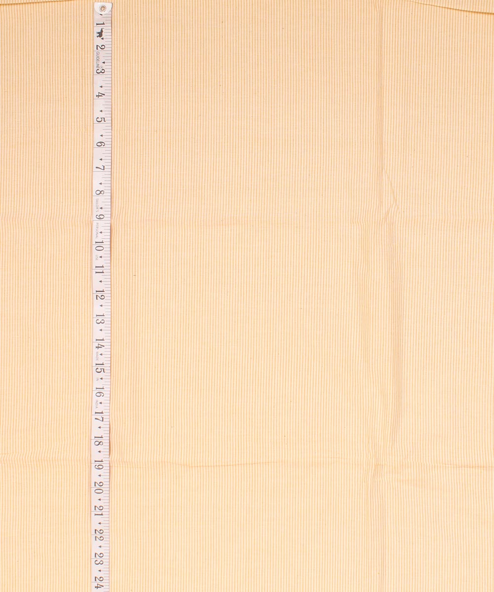 Yellow cream striped handwoven cotton fabric