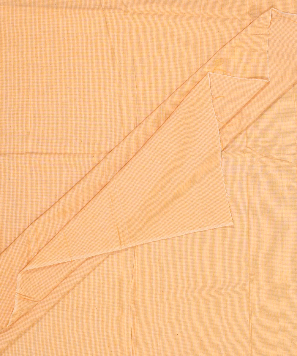 Sand yellow checked handwoven cotton fabric