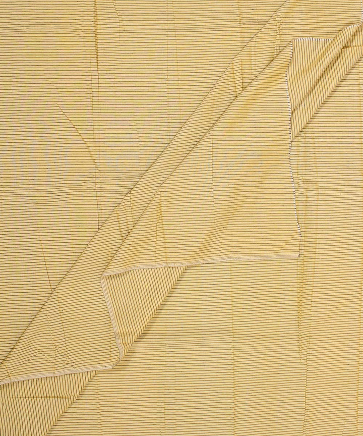 Yellow black striped handwoven cotton fabric