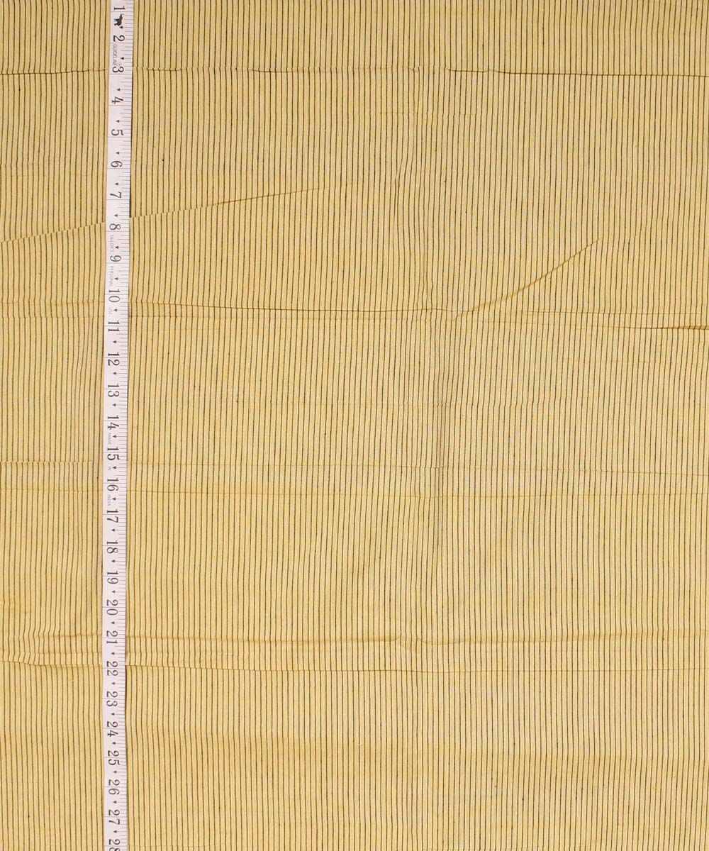 Yellow black striped handwoven cotton fabric