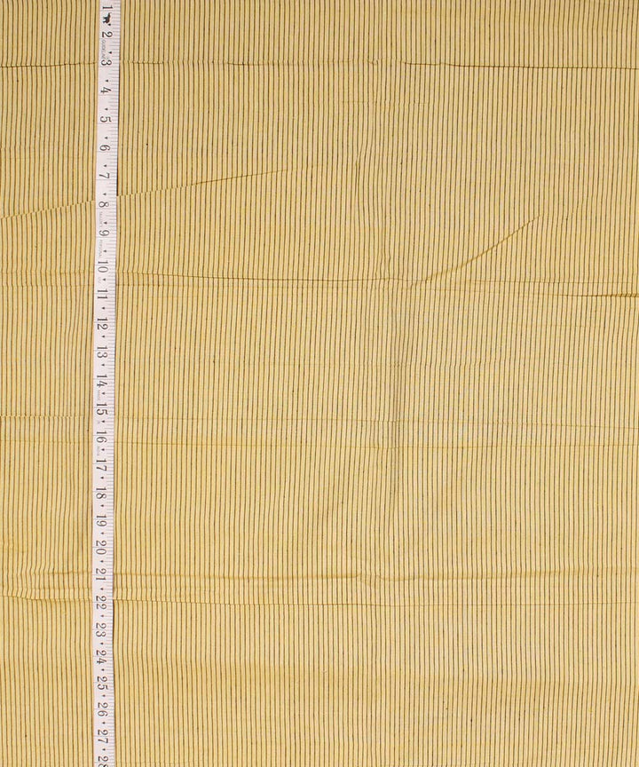 Yellow black striped handwoven cotton fabric