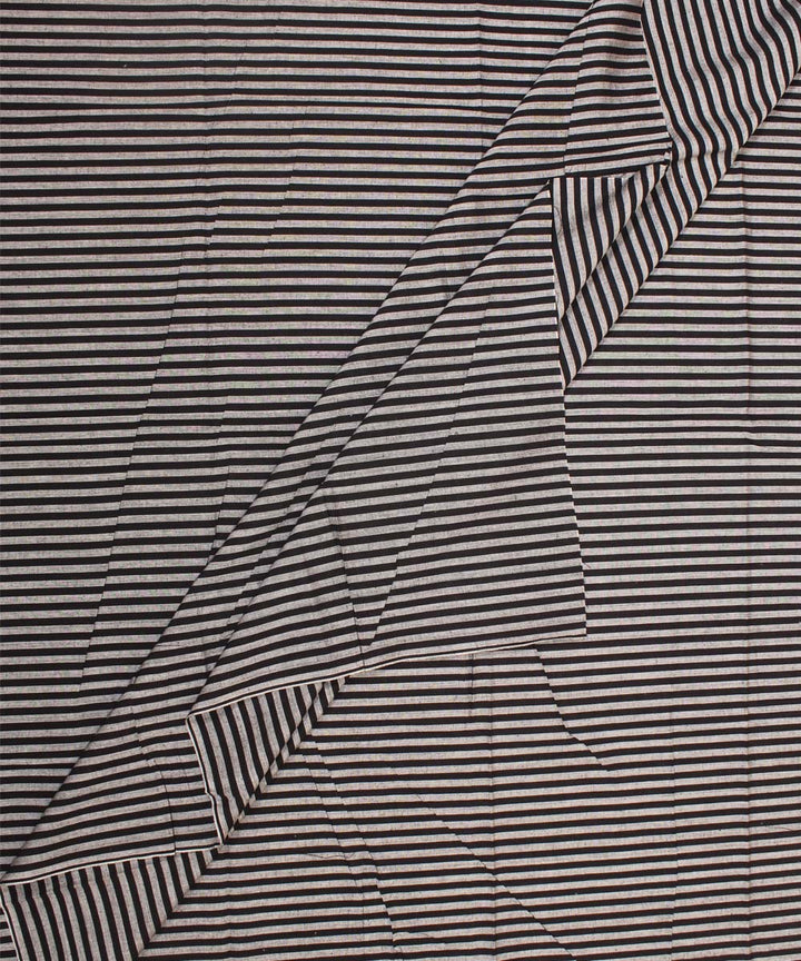 Black white striped handwoven cotton fabric