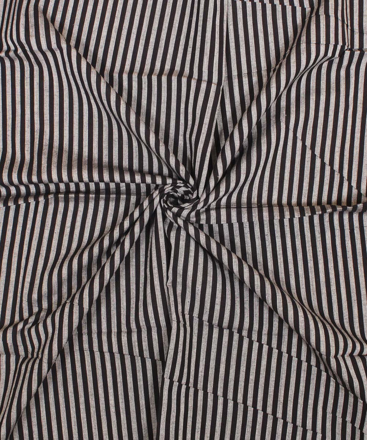 Black white striped handwoven cotton fabric