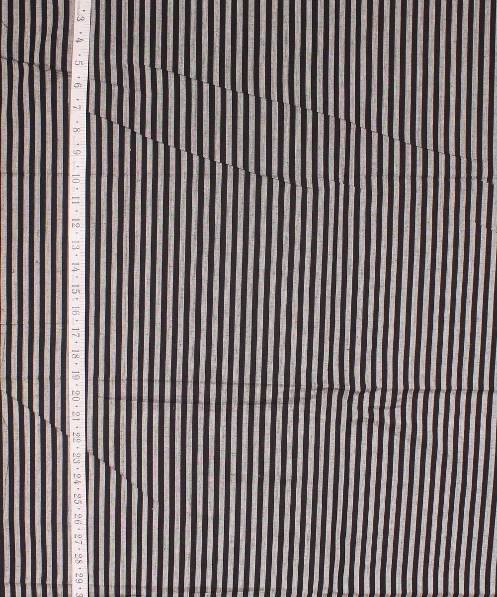 Black white striped handwoven cotton fabric