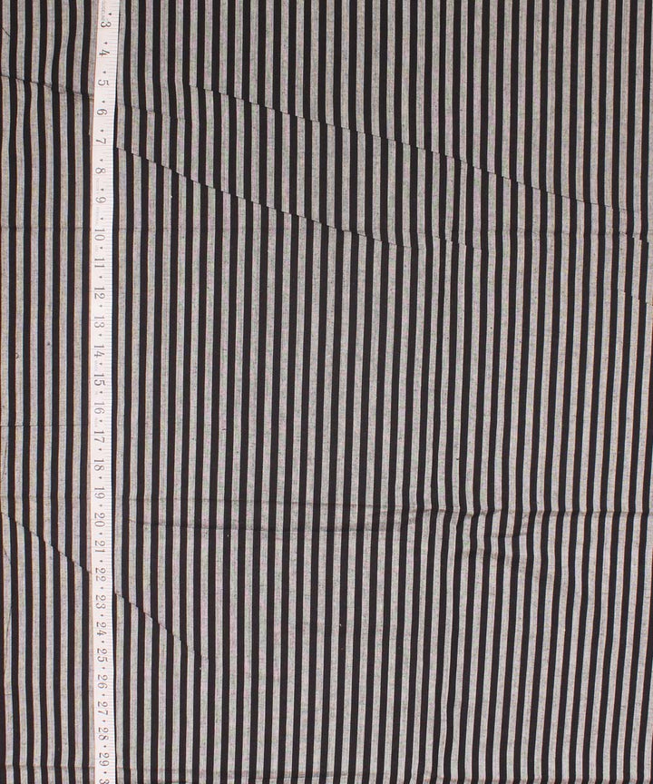 Black white striped handwoven cotton fabric