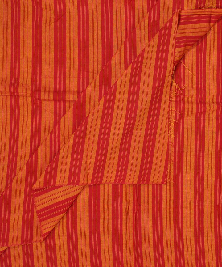 Yellow red striped handwoven cotton fabric