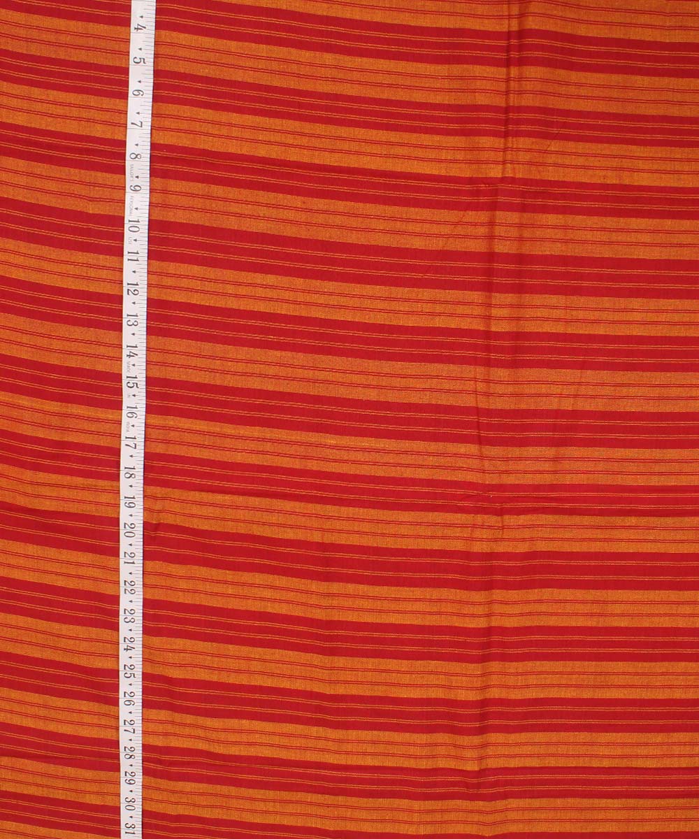 Yellow red striped handwoven cotton fabric