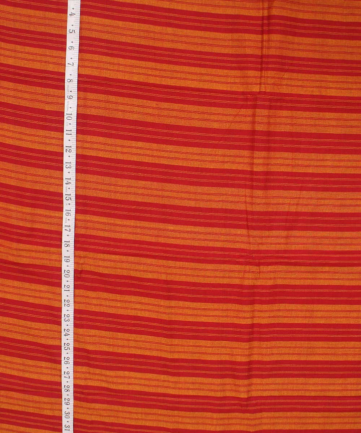 Yellow red striped handwoven cotton fabric
