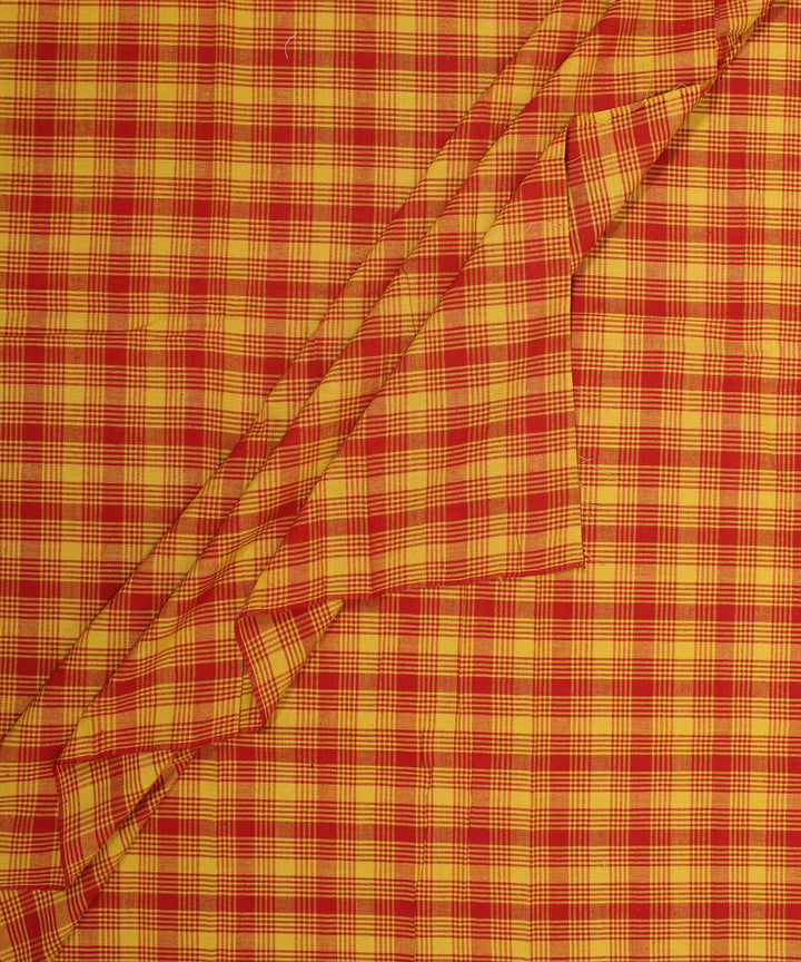 Yellow red handwoven cotton fabric