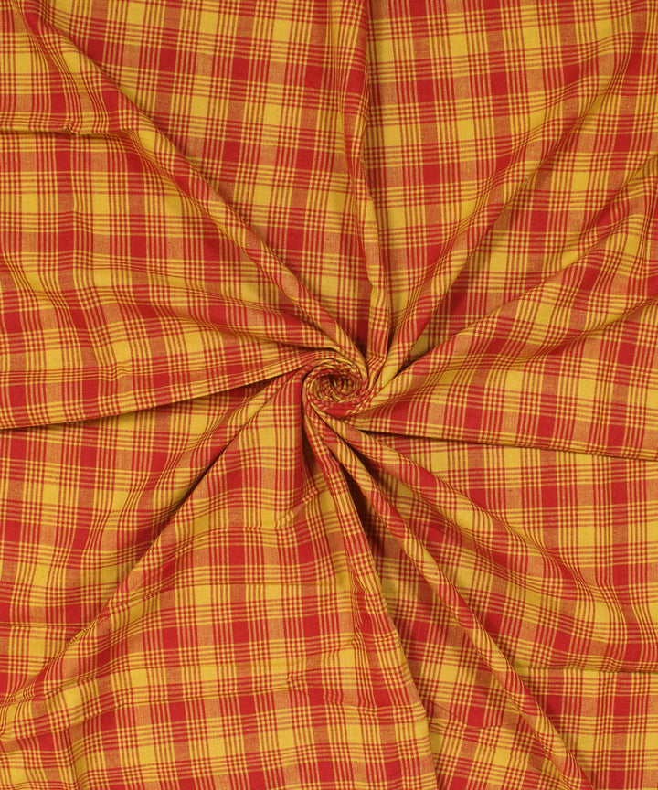 Yellow red handwoven cotton fabric