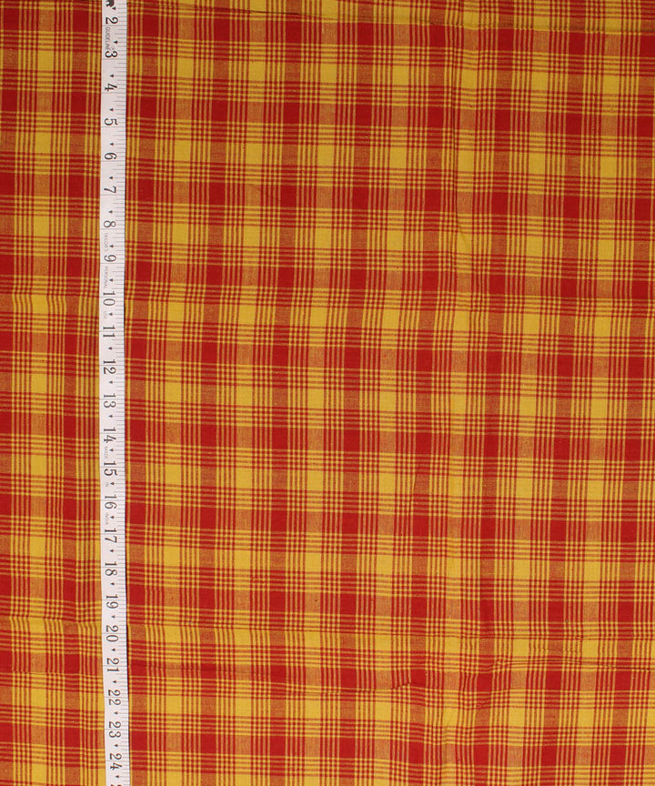 Yellow red handwoven cotton fabric