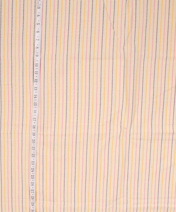 Offwhite multicolor extra thread striped handwoven cotton fabric