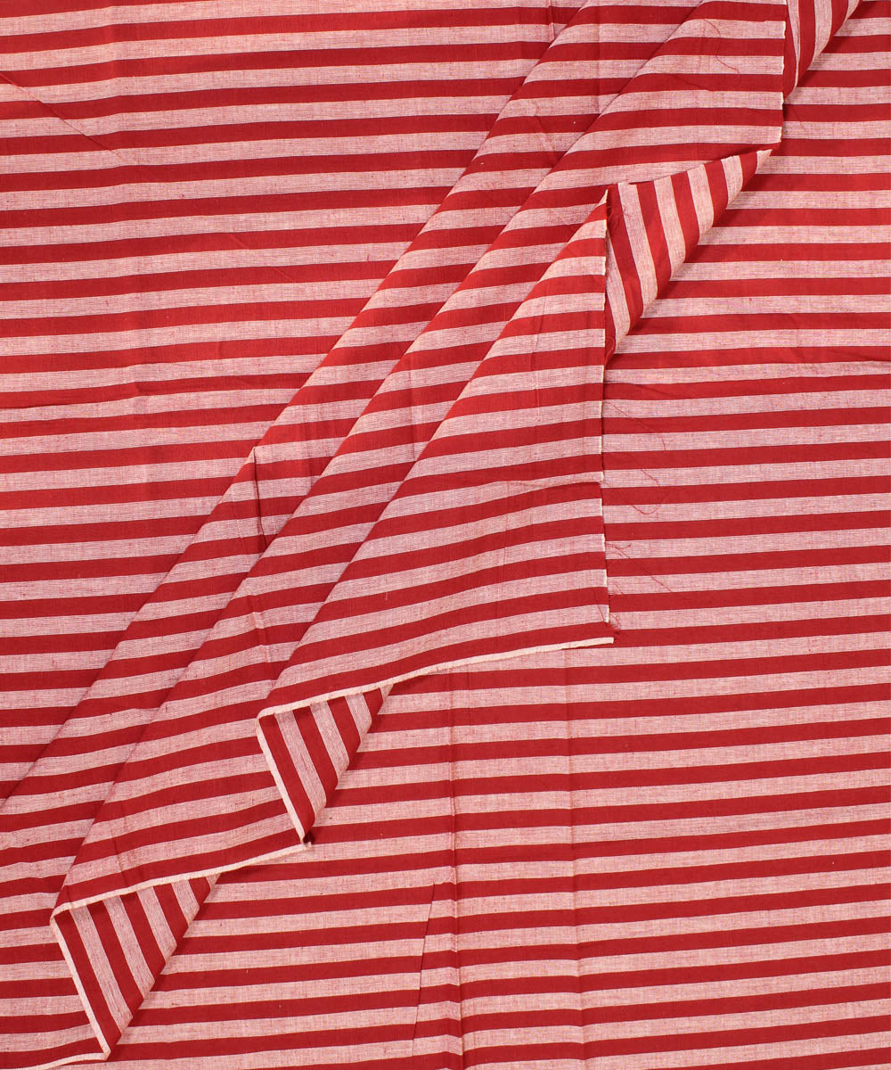 White red striped handwoven cotton fabric