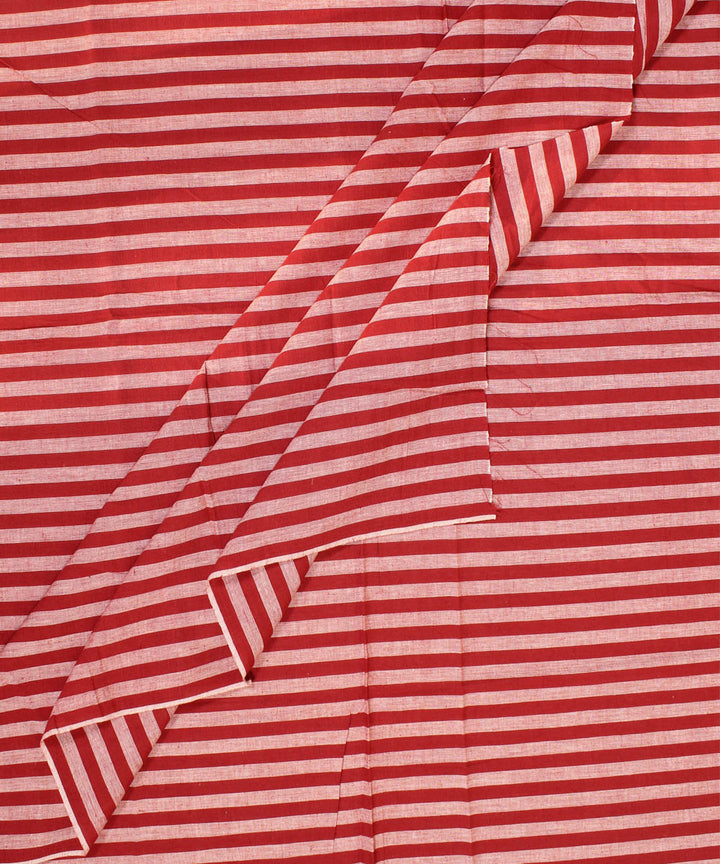 White red striped handwoven cotton fabric