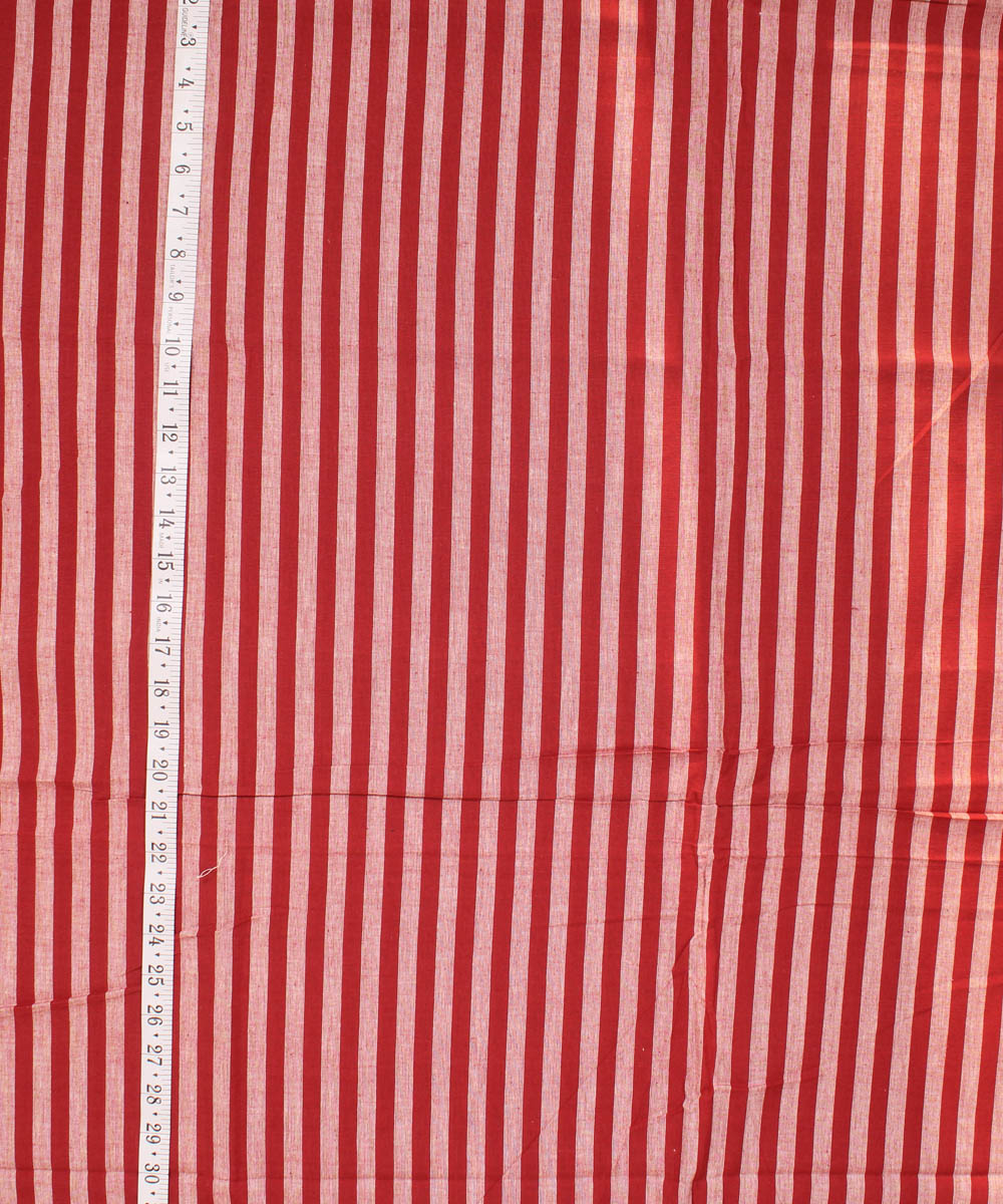 White red striped handwoven cotton fabric